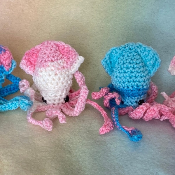 Cotton Candy Curly Squids - Pocket Squid Plushies