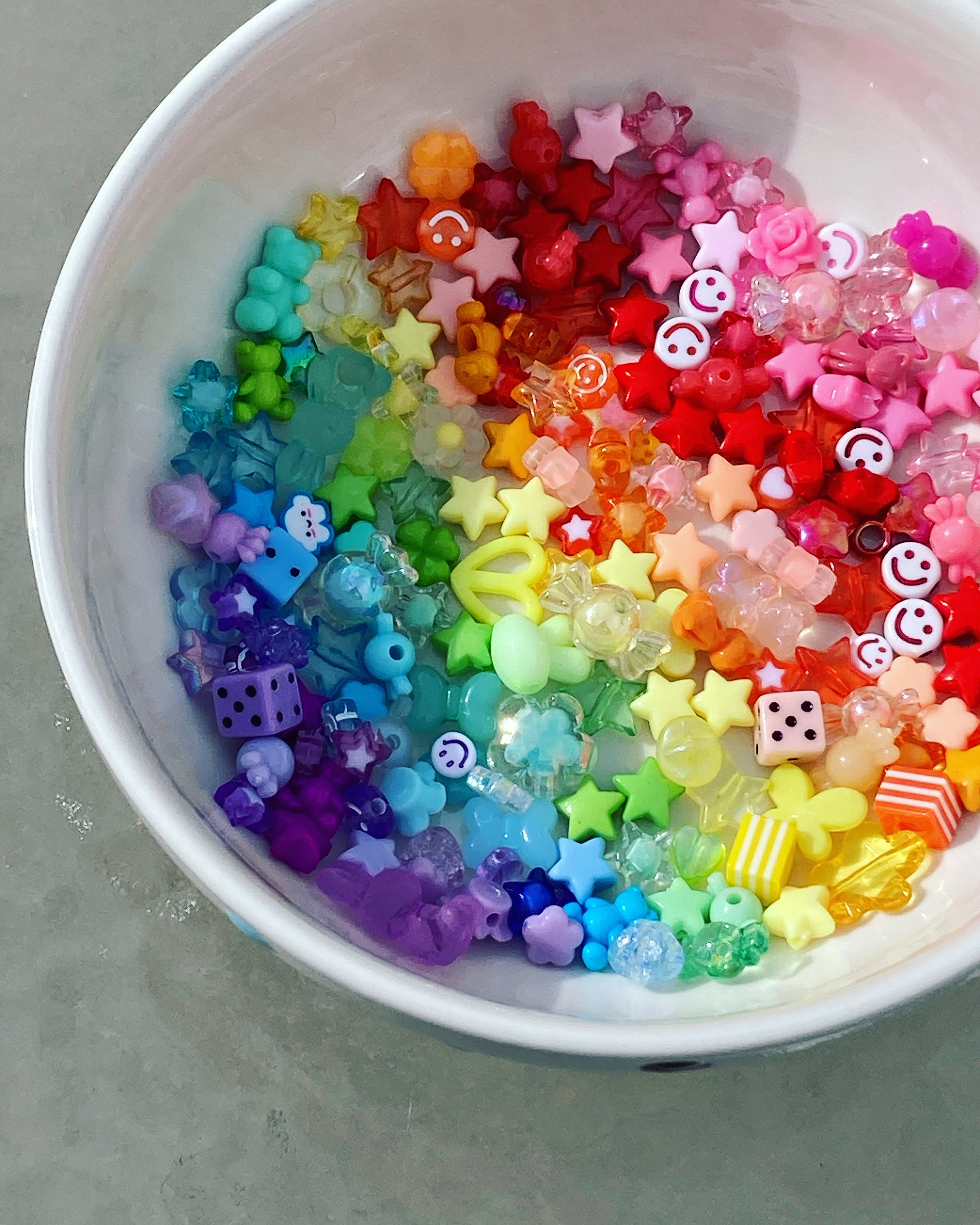 Rainbow Glitter Kandi Beads, 9mm Barrel Beads, Glitter Beads, Cute