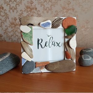 Square driftwood picture frame. Summer decor. Found object art.