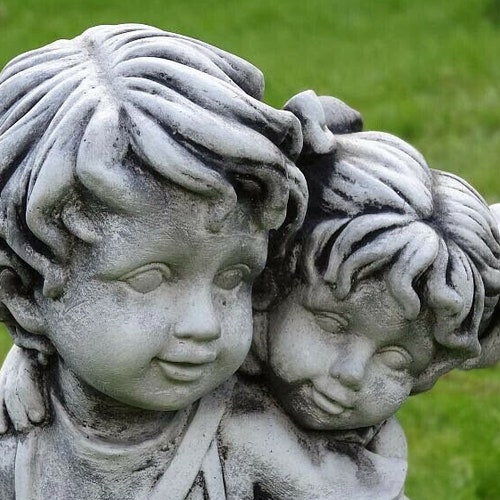 Boy and Girl Garden Statue Concrete Kids Outdoor Sculpture Etsy