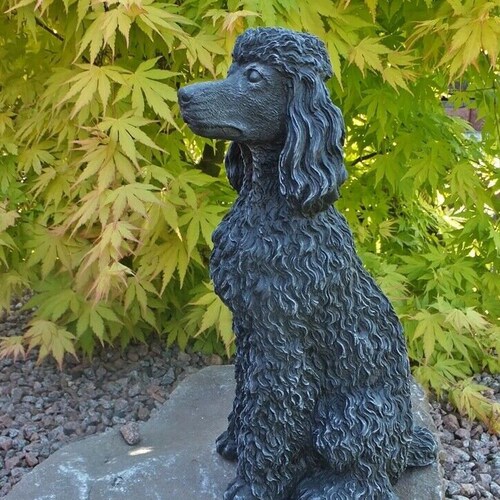 Poodle Backyard Decor of Dog Concrete Poodle Sculpture Decor Etsy