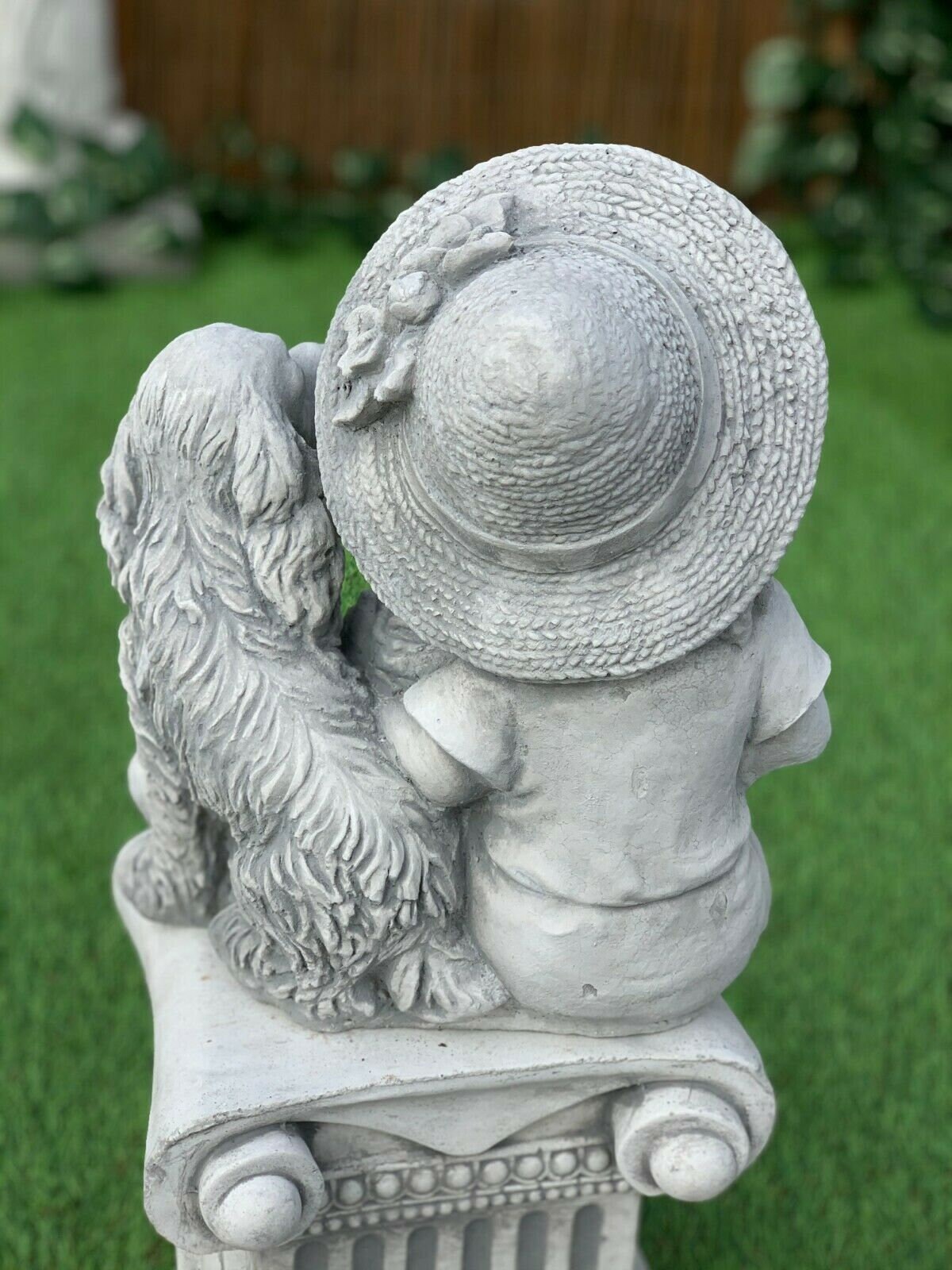 Garden Statue Girl and Dog Statue Concrete Children and Dog Etsy