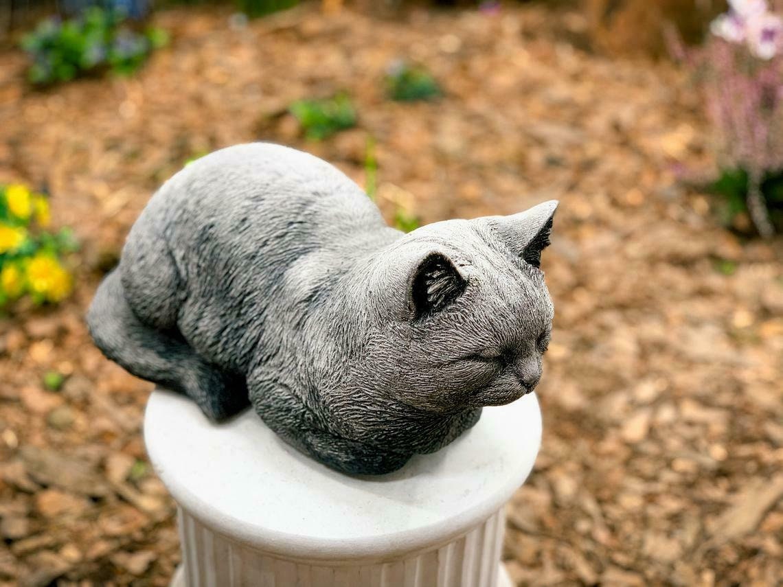 Black Cat Garden Statue Outdoor Sculpture Concrete Backyard Etsy