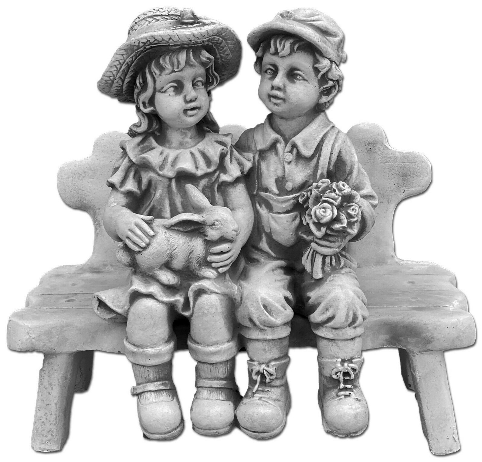 Bench Boy and Girl Kiss Garden Statue Concrete Children Etsy