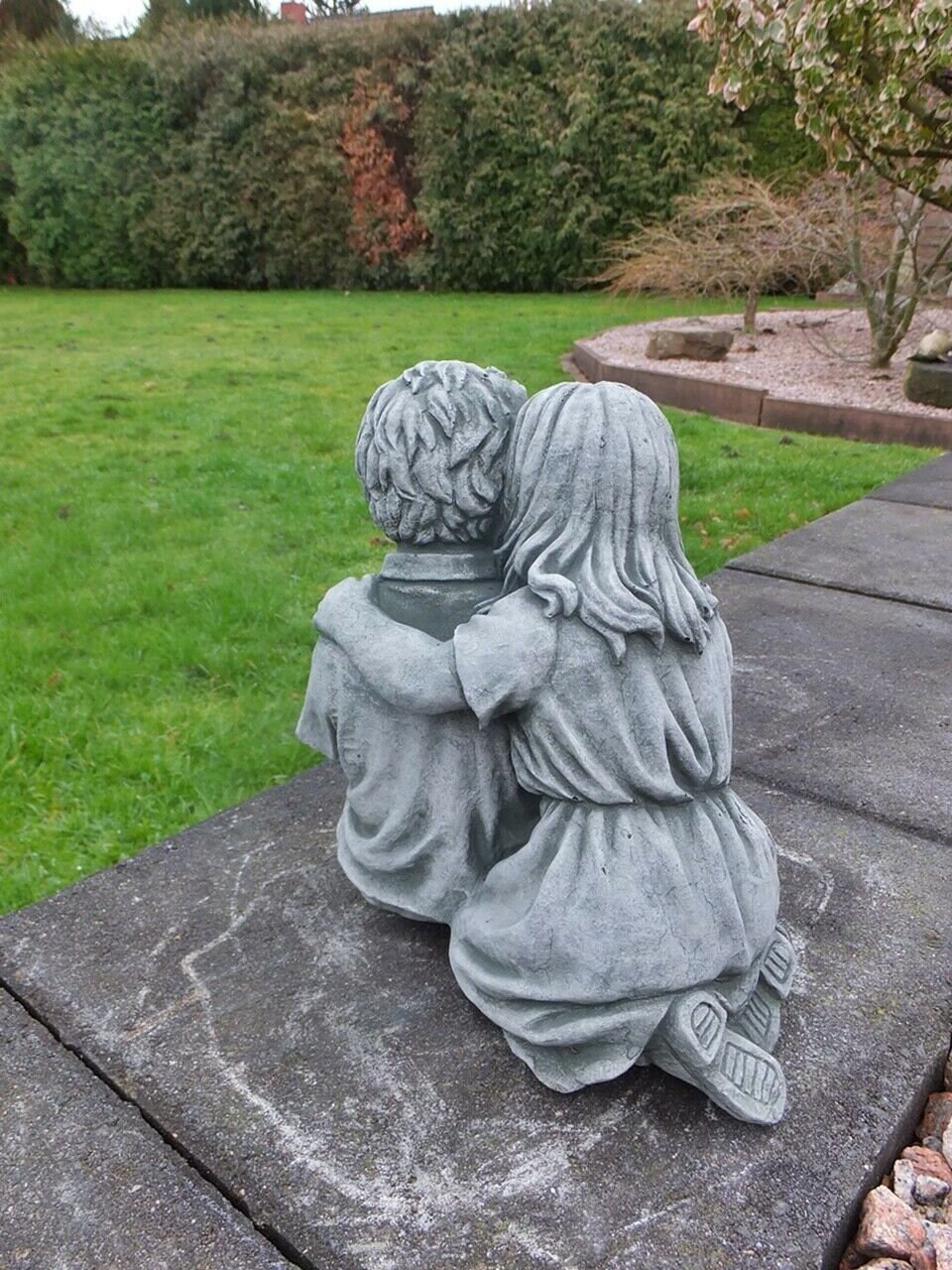 Boy and Girl Garden Statue Concrete Kids Outdoor Sculpture Etsy