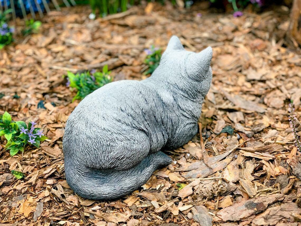 Black Cat Garden Statue Outdoor Sculpture Concrete Backyard Etsy