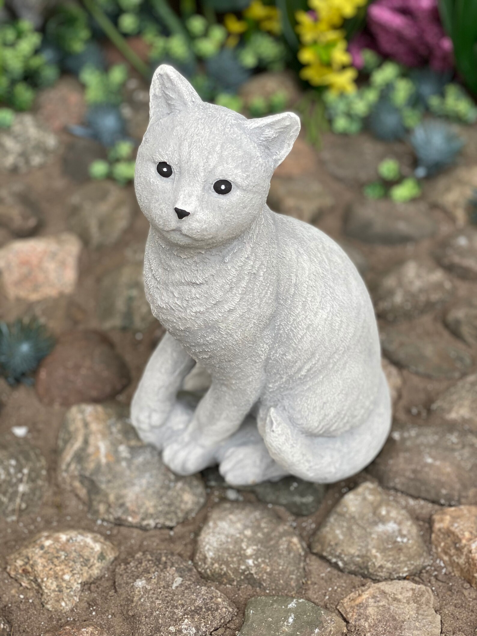 Concrete Cat statue Garden Decor Cat Sculptures Garden Etsy