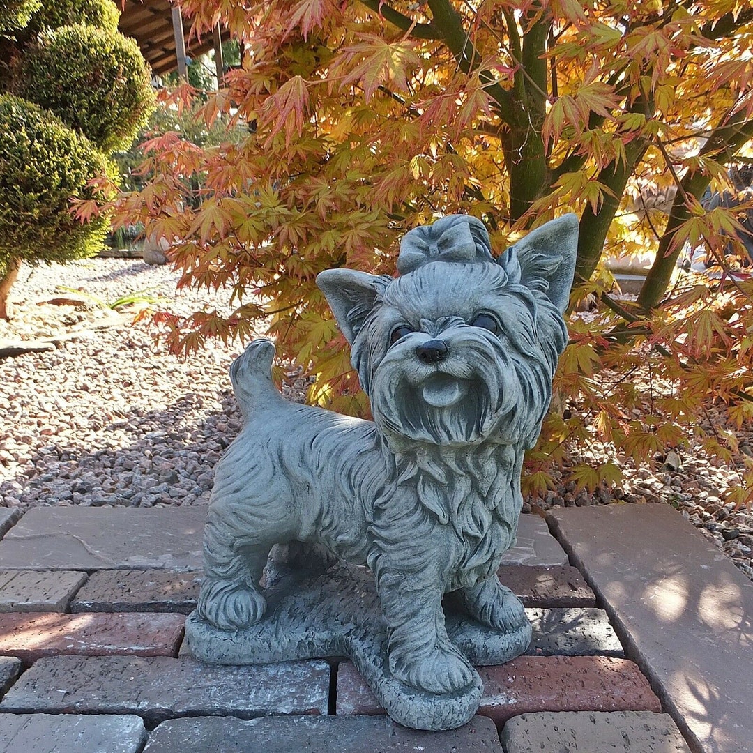 Garden Statue of Dog Yorkshire Terrier Concrete Yorkshire Etsy
