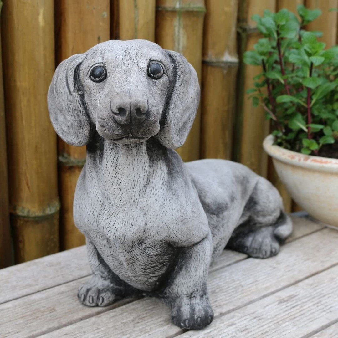 Dachshund Figure Outdoor Decor Concrete German Badger Dog Etsy
