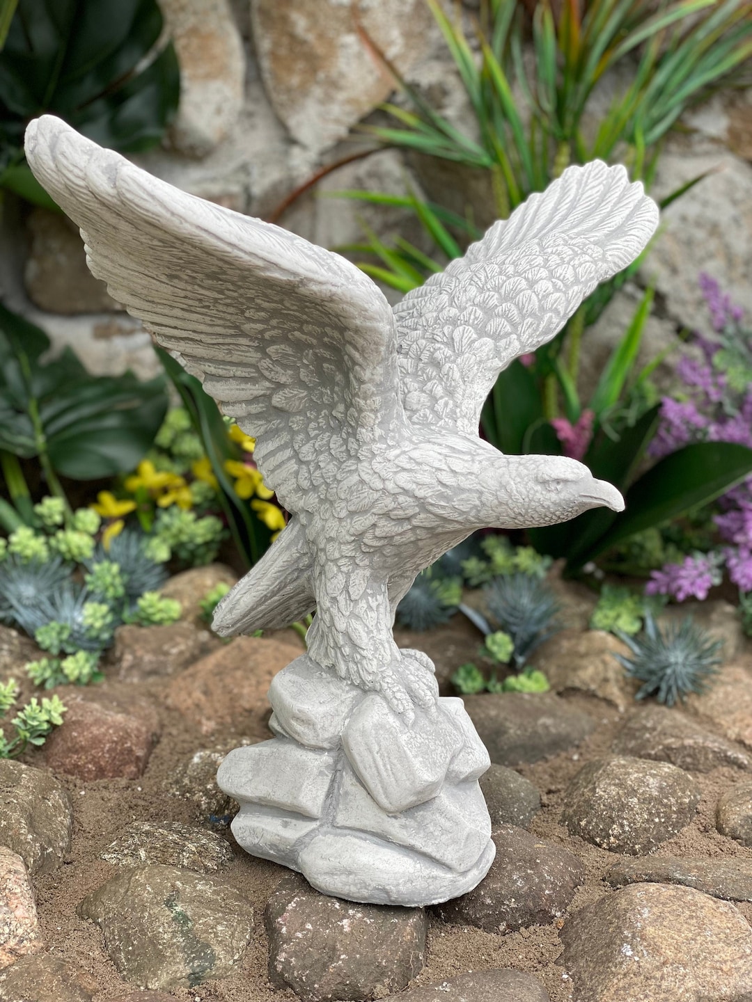 Eagle Garden Statue Concrete Eagle Sculpture Bird Concrete Etsy Canada