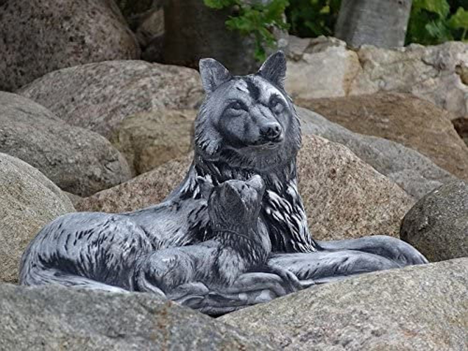 Wolf Statue Garden Pup Concrete Skulpture Wolf Outdoor Etsy