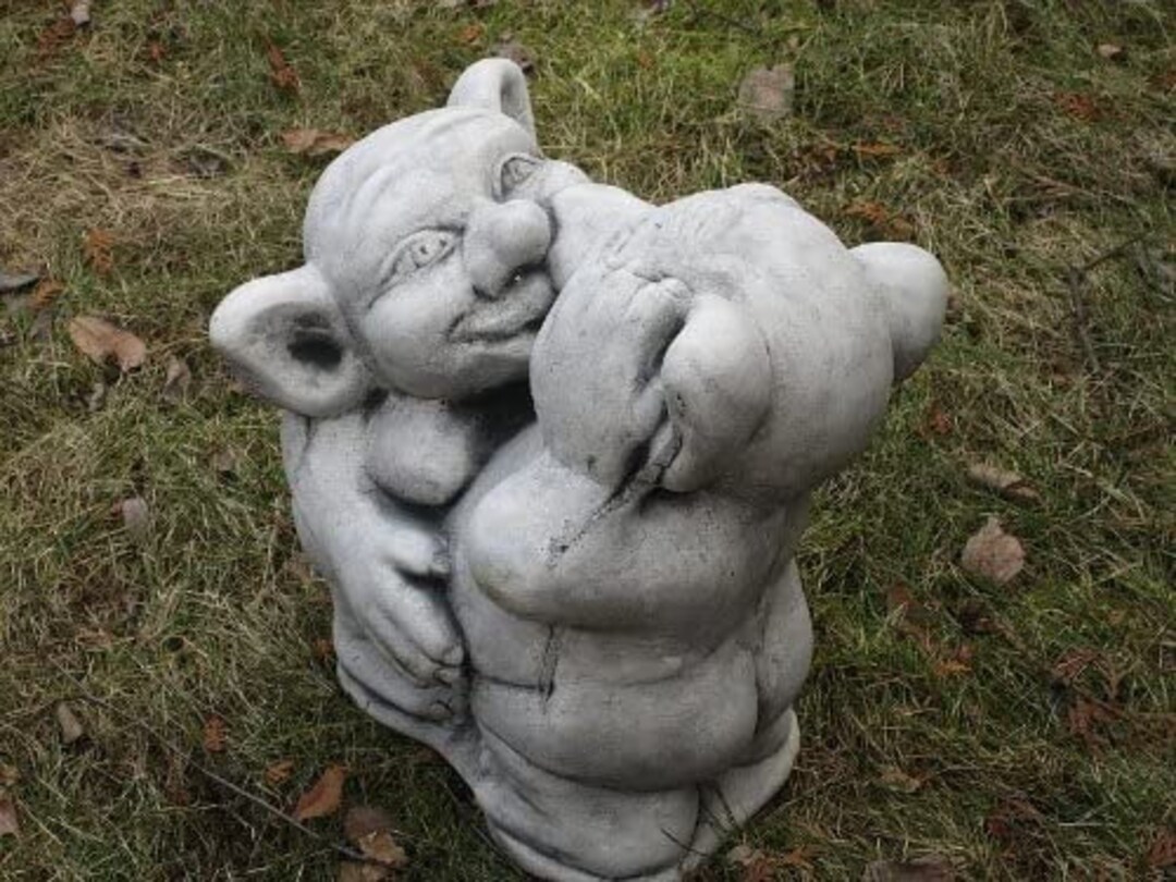 Trolls Garden Statue Gnomes Outdoor Sculpture of Stone Funny Etsy