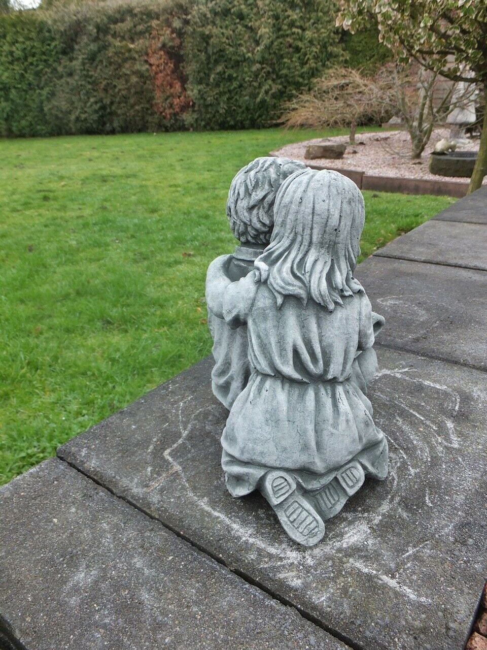 Boy and Girl Garden Statue Concrete Kids Outdoor Sculpture Etsy