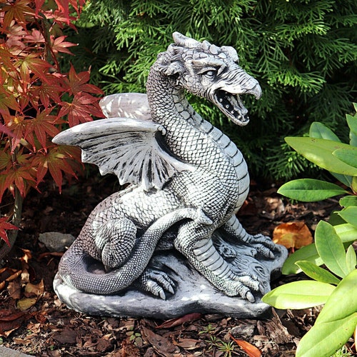 Japanese Stone Dragon Statue Mythical Garden Dinosaur Etsy