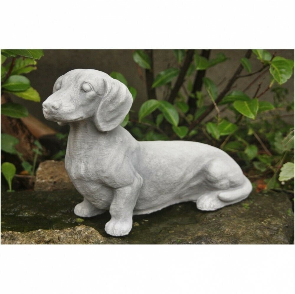 Dachshund Statue Dog Figure Pet Memorial Solid Rock Stonework Dachshund