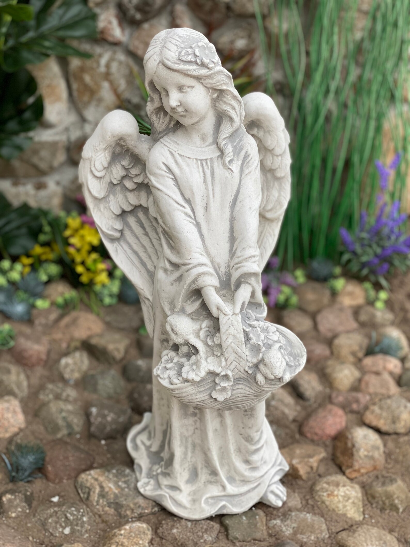 Engel Garten Statue stehend Betende Engel Skulptur Stein Etsy Schweiz