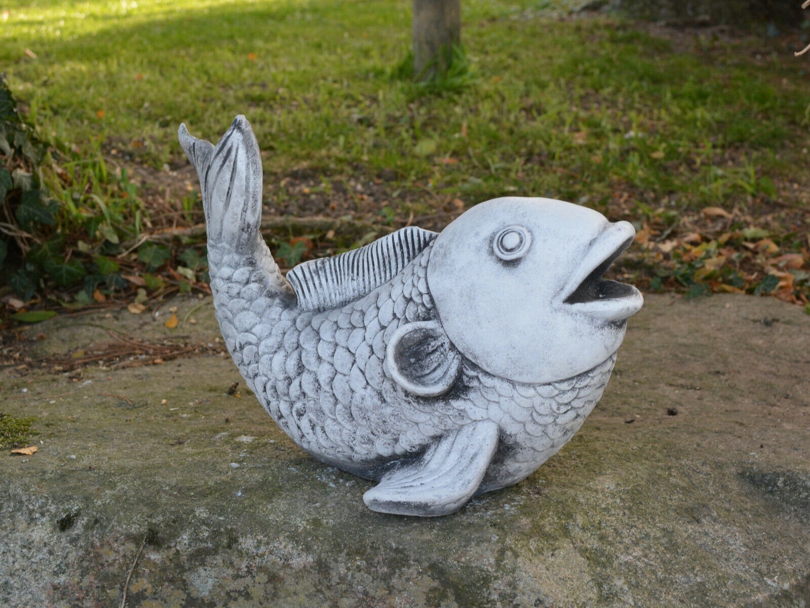 Koi Fish Stone Outdoor Sculpture Japan Backyard Decor Yard Etsy