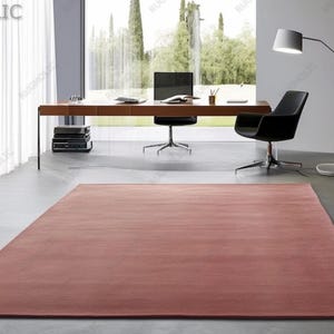 Hand Tufted Rug Solid L.Pink Wool Area Rugs For Livingroom Bedroom Kitchen Nursery Entryway Office 5X8 6X9 8X10 9X12 10X14 Custom Rugs