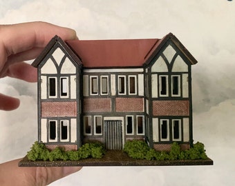 DIY Kit - 1:144 Scale Miniature Tudor Style Dolls House  Kit - Dollhouse for a Dollshouse