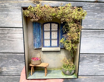 DIY Kit - 1:12 Scale Shuttered Window Miniature Dolls House Room Box