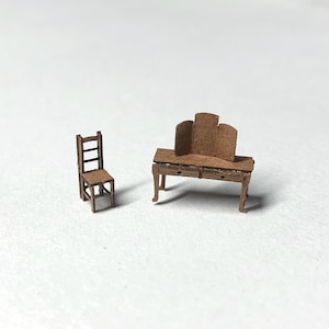 Dressing Table Set - 1/144 1:144 Micro Scale DollsHouse Dollshouse Furniture kit