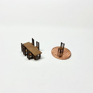 Long Table & Chairs - 1/144 1:144 Micro Scale DollsHouse Dollhouse Furniture kit