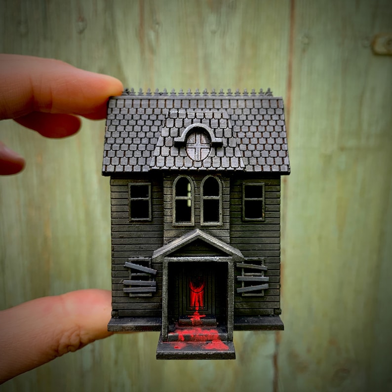 DIY Kit 1:144 Scale Miniature Haunted House Dolls House Diorama Kit Dollhouse for a Dollshouse image 2