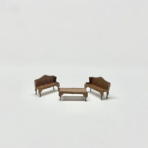 Coffee table & Sofas - 1/144 1:144 Micro Scale DollsHouse Furniture kit
