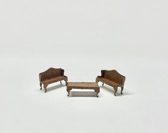 Coffee table & Sofas - 1/144 1:144 Micro Scale DollsHouse Furniture kit