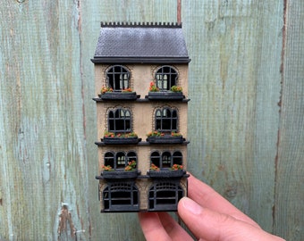 DIY Kit - 1:144 Micro Scale Miniature Art Nouveau Dolls House - Dollhouse for a Dollshouse