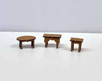 Tables x 3 - 1/144 1:144 Micro Scale DollsHouse Furniture kit