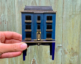 DIY Kit - 1:144 Micro Scale Miniature Dolls House and Stand - Dollhouse for a Dollshouse