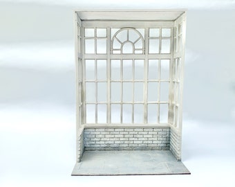 DIY Kit - 1:12 Scale Conservatory Window Miniature Dolls House Room Box