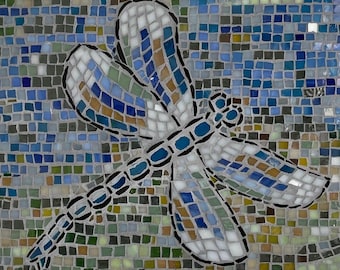 Iridescent Dragonfly Mosaic Plaque: Blue Sea Glass Art - Etsy