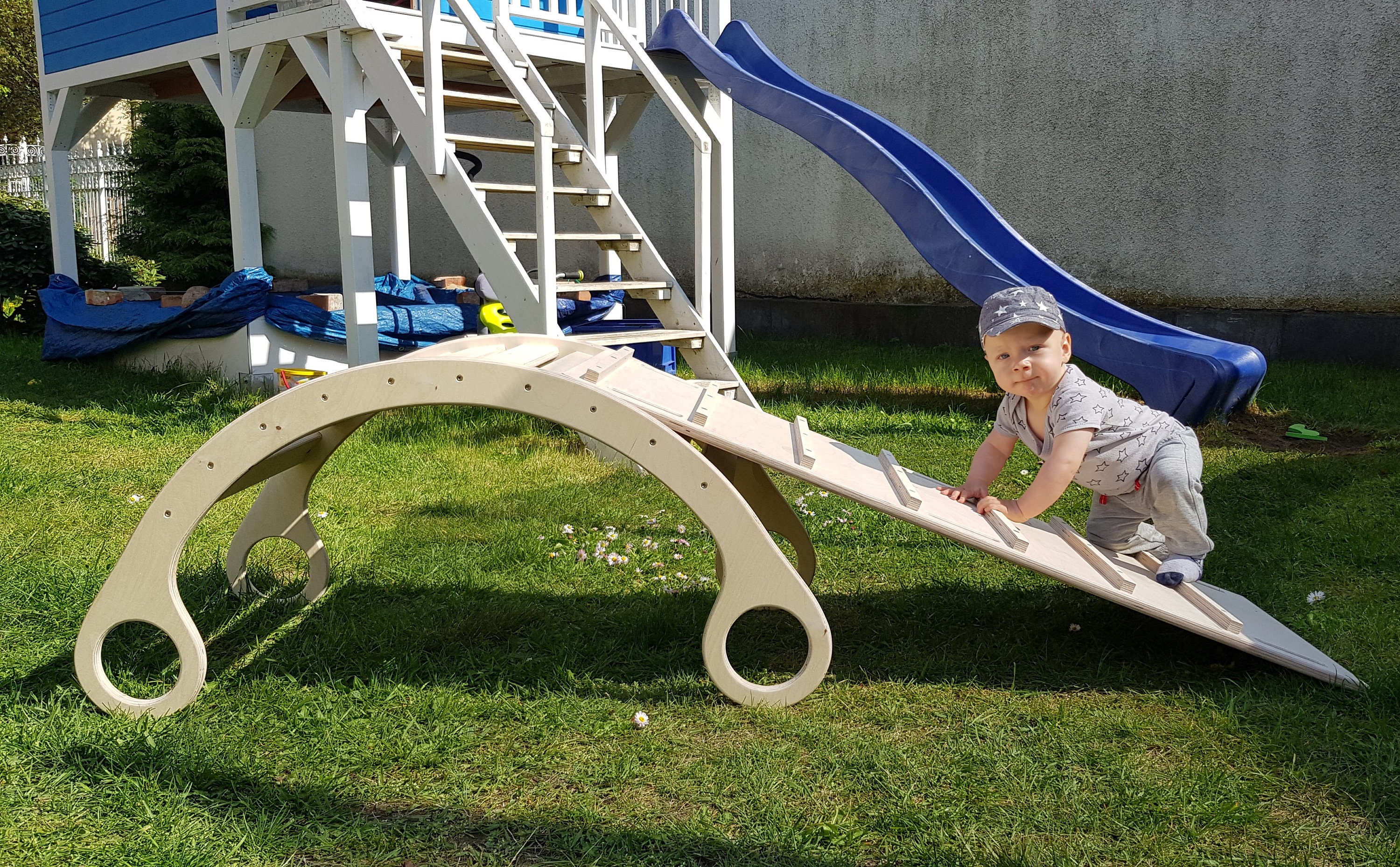 Balancín de madera Montessori con tobogán /escalera 2in1 | Etsy