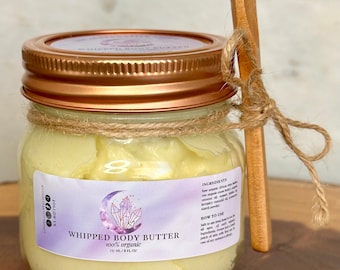 100 % Bio-Körperbutter – rohe Sheabutter, Kakaobutter, Kokosnussöl, Jojobaöl, Lavendelöl – natürliche, gesunde Ganzkörper-Hautpflege