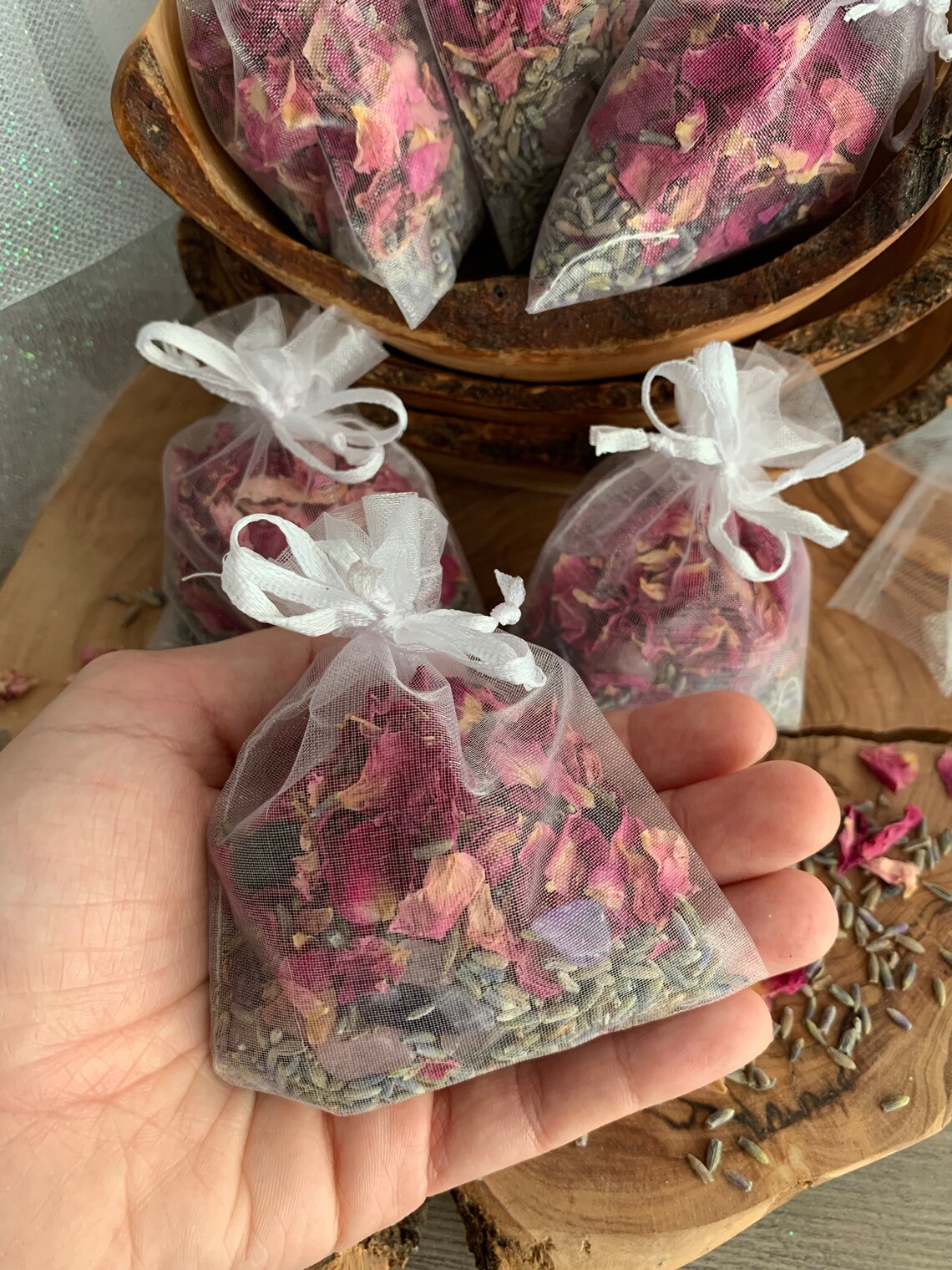 Lavender and Rose Sachet - Amethyst and Rose Quartz Crystals ...
