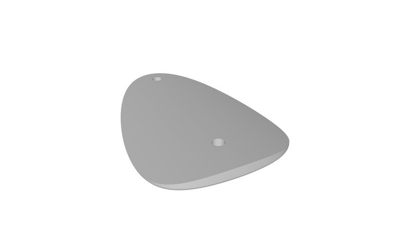 May include: A gray, oval-shaped, plastic wall plate with two holes for mounting.