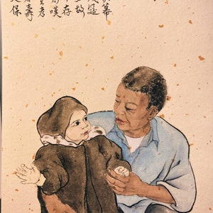 Pittura cinese su carta cinese con macchie d'oro / Pittura personalizzata / Ritratto personalizzato / Animali domestici Persone Paesaggio