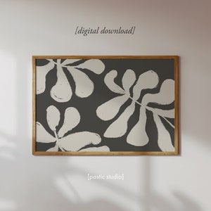 Black Abstract Horizontal Wall Art Mid Century Modern Black and White Abstract Floral Print Boho Minimal Neutral Trendy Print PRINTABLE ART