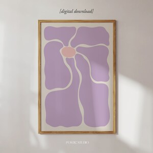 Funky Retro Blumendruck Flieder Danish Pastell Blumenmarkt Y2K Trendy Ästhetisches Poster Groovy Blumen Abstrakt Botanischer Druck DRUCKBAR