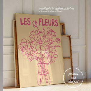Impresión de jarrón de flores dibujado a mano - Póster floral retro - Les Fleurs - Impresión del mercado de flores - Póster de flores boho - Regalo del día de la madre - Regalo para mamá