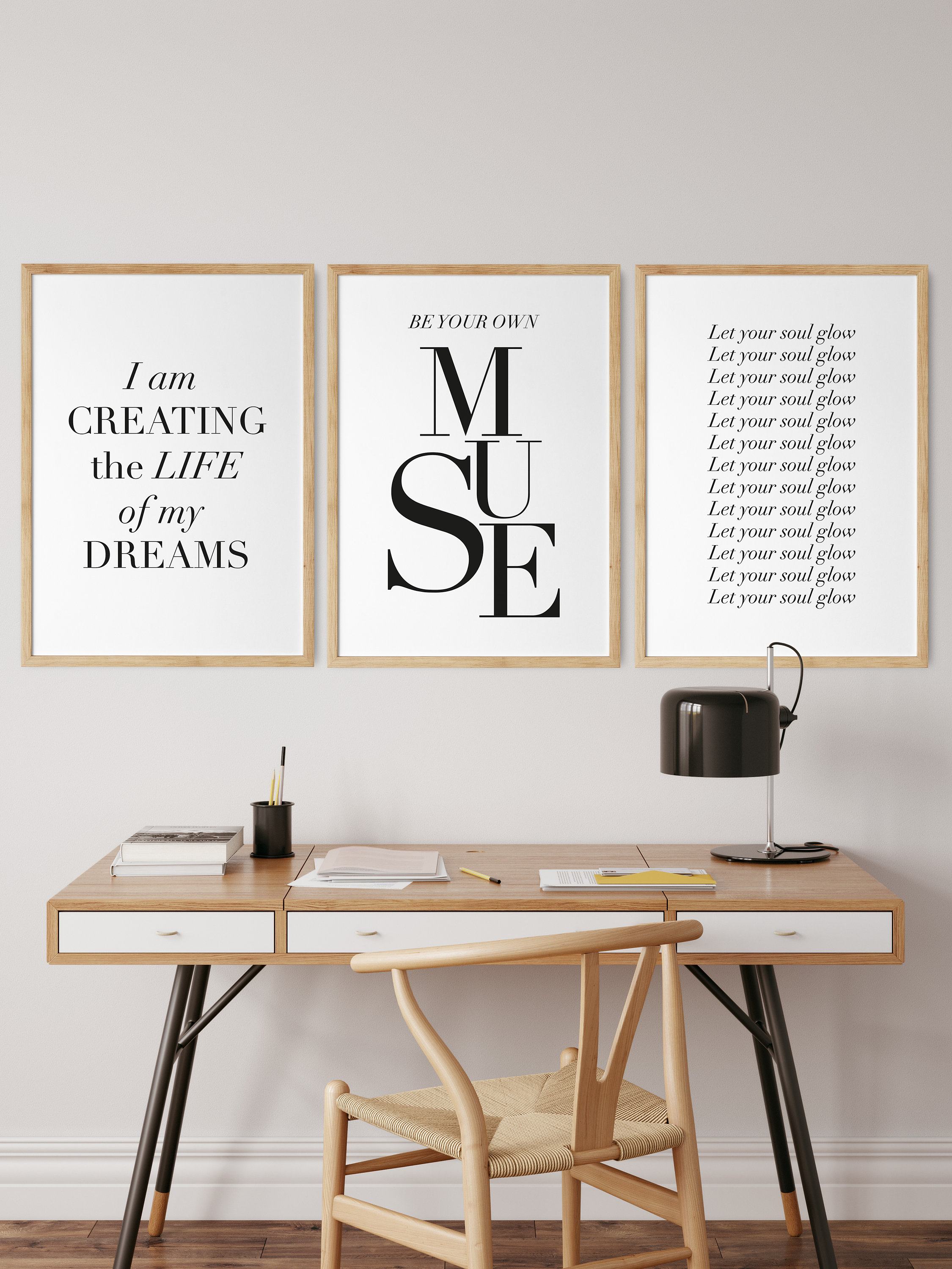 Set of 3 Inspirational Quotes Wall Prints Black and White - Etsy