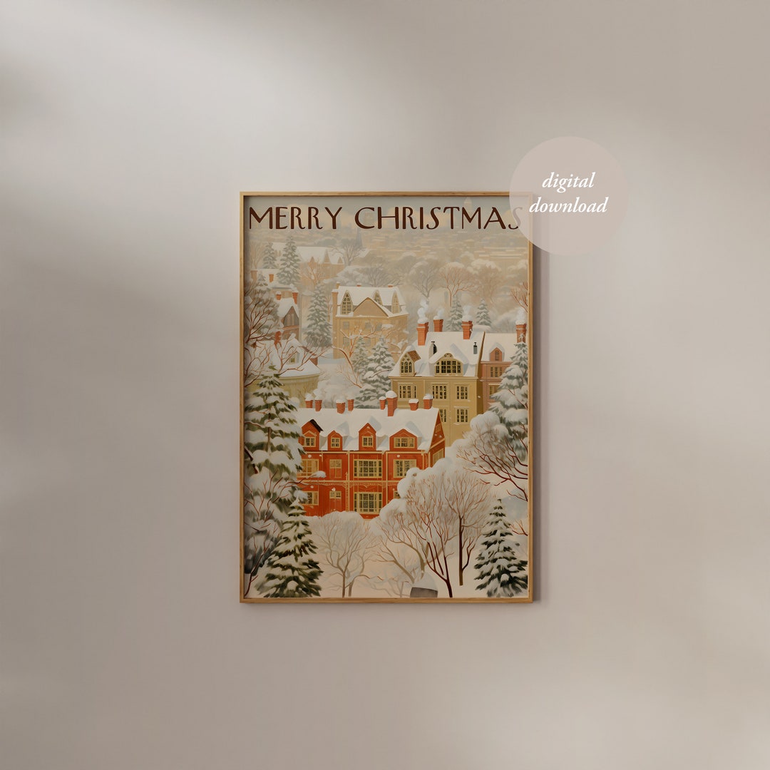 Christmas Print Retro Christmas Wall Art Vintage Christmas Etsy