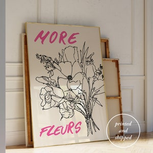 Impresión de ramo de flores dibujado a mano - Póster floral retro - More Fleurs - Impresión del mercado de flores - Póster de flores boho - Regalo del día de la madre