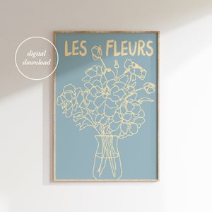 Hand Drawn Flower Vase Print - Retro Floral Poster - Abstract Botanical Flower Print - Les Fleurs - Flower Market Print - PRINTABLE WALL ART