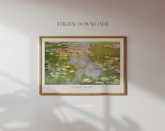 Monet Print Water Lily Pond Famous Painting Exhibition Vintage Museum Print Classic Art Nouveau Masterpiece Horizontal Print PRINTABLE