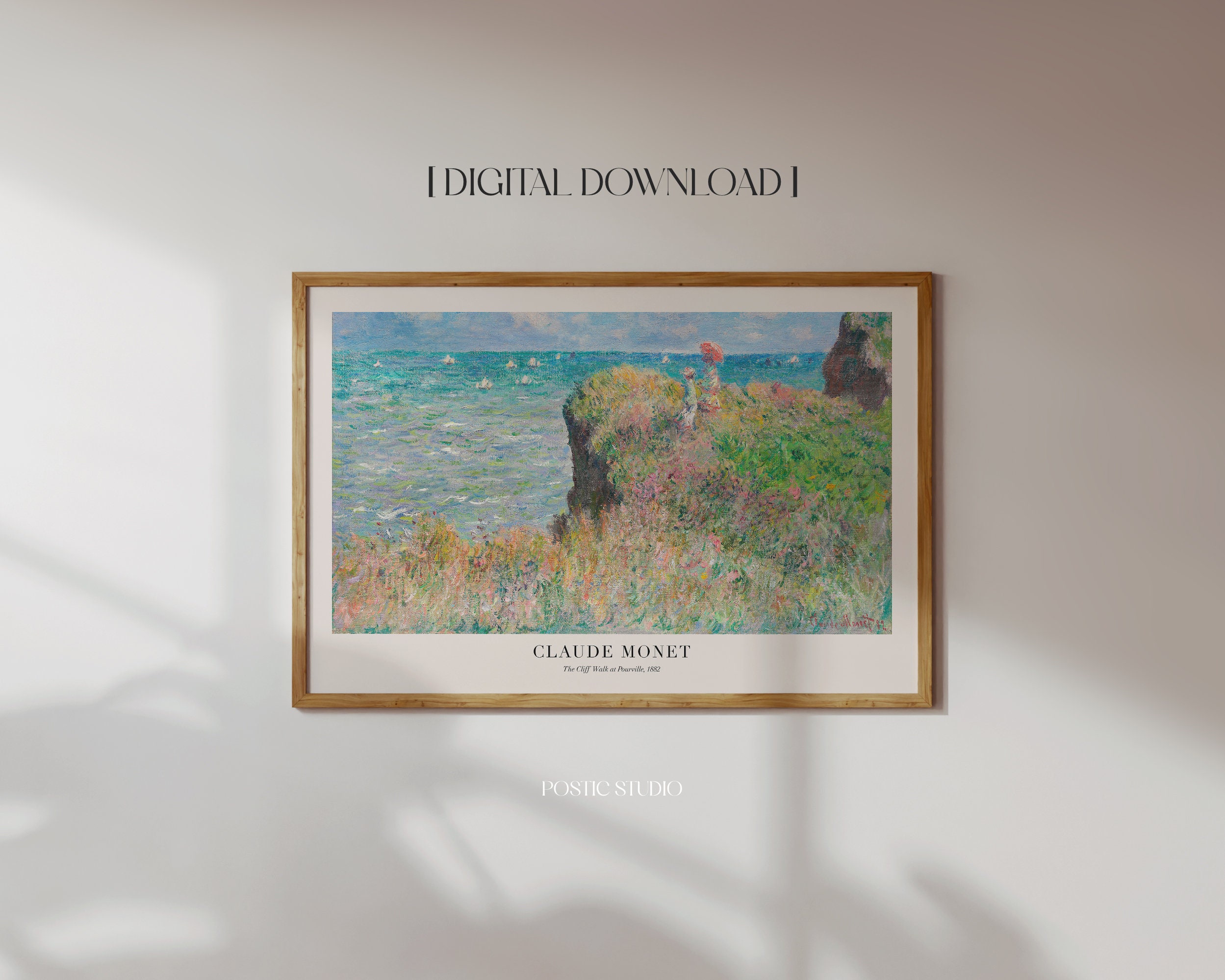 Monet Print Cliff Walk Famous Painting Exhibition Museum Poster Art Nouveau Masterpiece Classic Vintage Wall Art Horizontal Print PRINTABLE