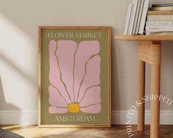 Flower Market Print Funky Retro Blumen Art Print Pink Trendy Poster Groovy Blumen Bunt Y2K Ästhetisch Preppy Zimmer GEDRUCKT UND VERSENDET