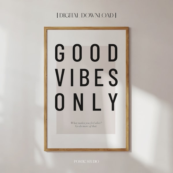 Good Vibes Only Wall Art Minimalista Impresión de texto Good Vibes Only Sign Print Inspirational Quote Poster Minimalista Home Wall Decor IMPRIMIBLE